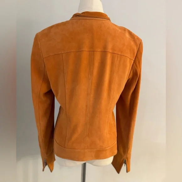 Lafayette 148 New York Orange Leather Jacket - Picture 7 of 14